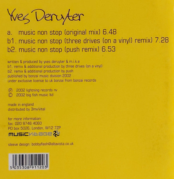 Yves Deruyter : Music Non Stop (12")