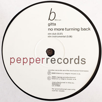 Gitta : No More Turning Back (12", Promo)