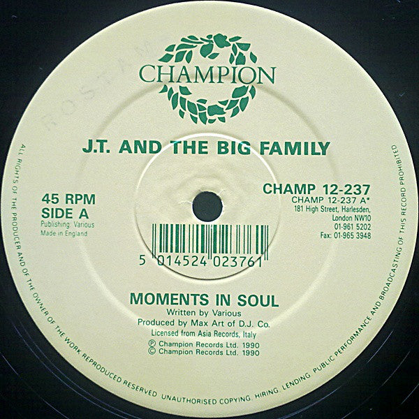 J.T. And The Big Family : Moments In Soul (12", Single, Dam)