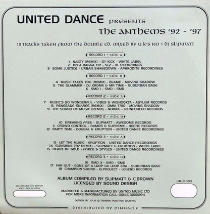 Various : United Dance Presents The Anthems '92 - '97 (3xLP, Comp, RP)