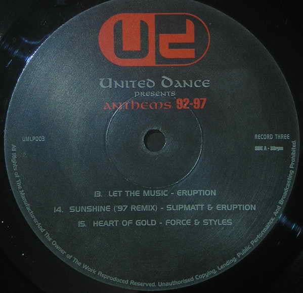 Various : United Dance Presents The Anthems '92 - '97 (3xLP, Comp, RP)