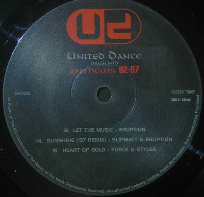 Various : United Dance Presents The Anthems '92 - '97 (3xLP, Comp, RP)