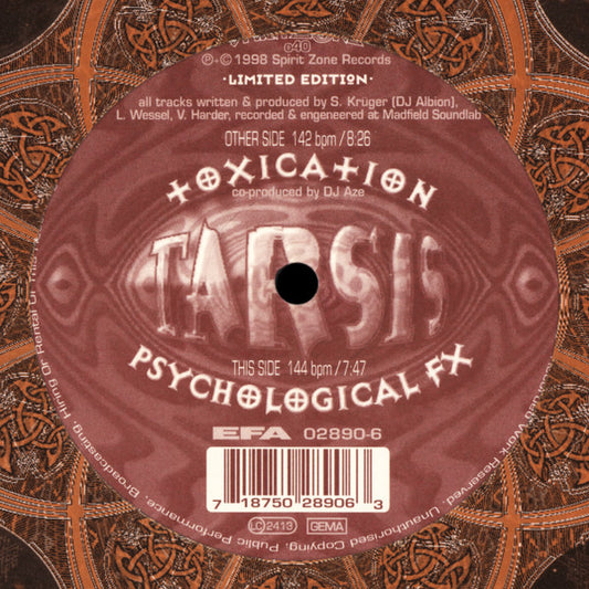 Tarsis : Toxication / Psychological FX (12", Ltd)