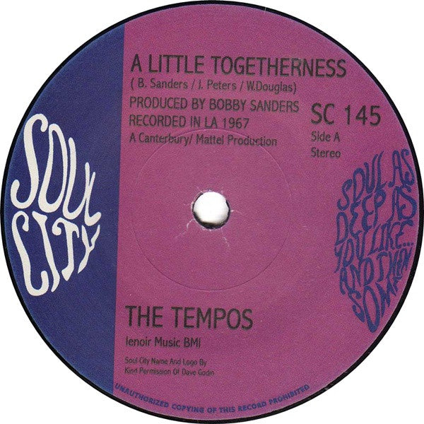 The Tempos (2) : A Little Togetherness / Countdown Here I Come (7", Single)