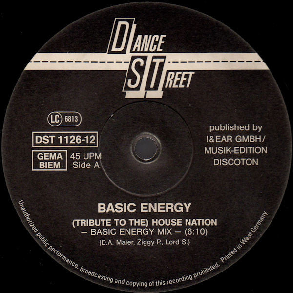 Basic Energy : (Tribute To The) House Nation (12")