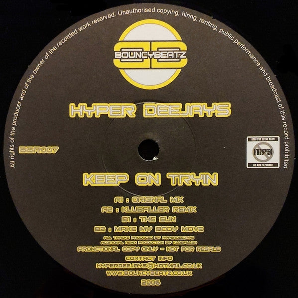 Hyper Deejays : Keep On Tryin (12", Promo)