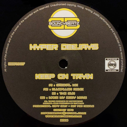Hyper Deejays : Keep On Tryin (12", Promo)